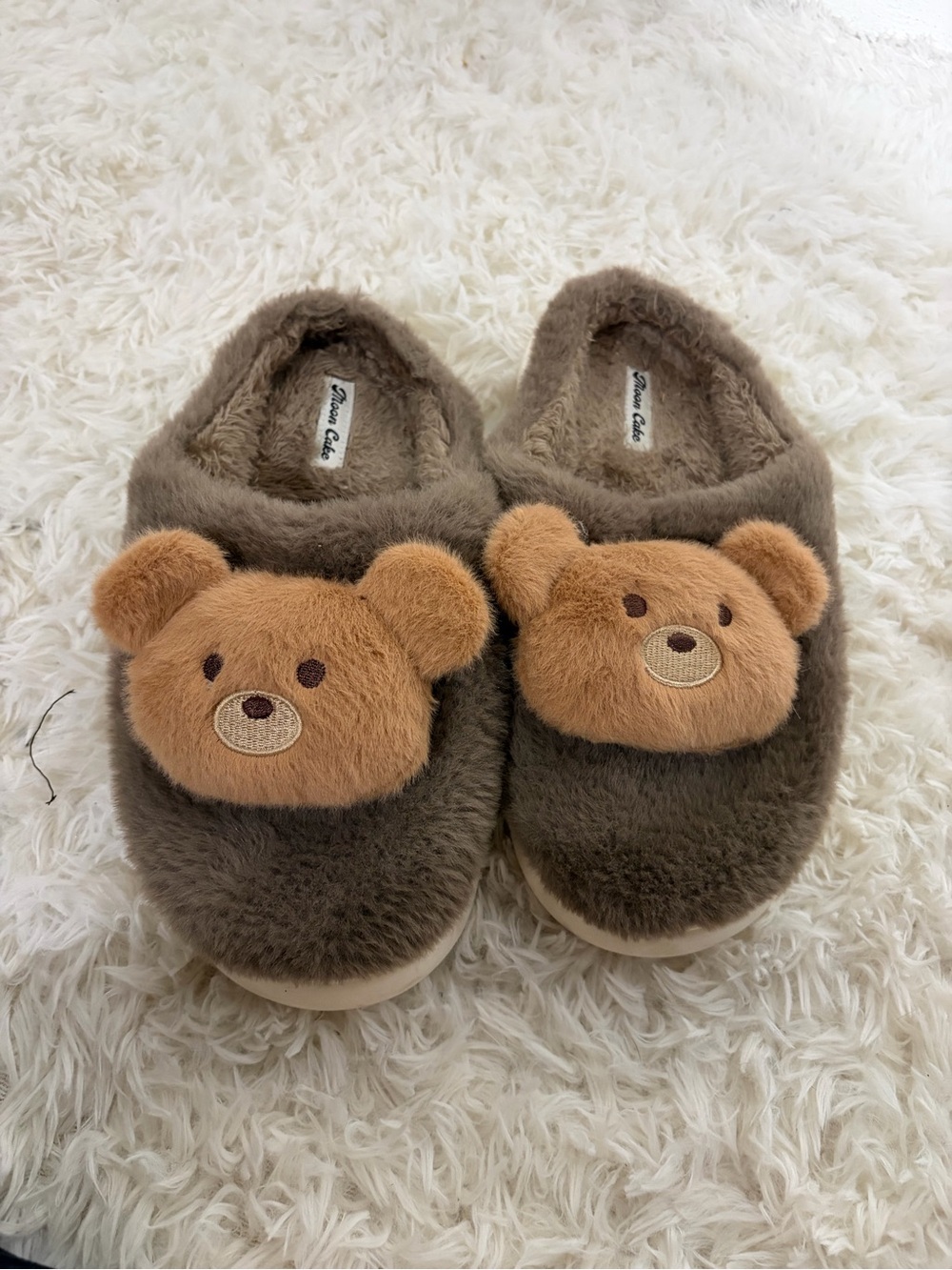 Cozy Teddy Plush Slip-On Slippers for Women in Brown